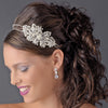 Marvelous Silver Clear Austrian Crystal & Ivory Pearl Side Accented Bridal Wedding Headpiece 9846