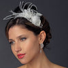 Antique Rhinestone & Ivory Feather Bridal Wedding Headband Headpiece 9848