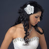 Rhinestone Jewel Diamond White Satin Fabric Flower Bridal Wedding Hair Clip 484