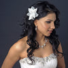 Flower Fascinator with Pearl & Swarovski Crystal Bead Bridal Wedding Hair Clip 779