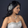 Rhodium Ivory Pearl & Clear Rhinestone Couture Vine Bridal Wedding Hair Comb 2993