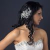 Rhodium Ivory Pearl & Clear Rhinestone Couture Vine Bridal Wedding Hair Comb 2993