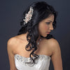 Silver Rum Pink Pearl & Rhinestone Bridal Wedding Hair Comb with Matte Satin Flowers 4196