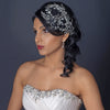 Rhodium Clear Rhinestone Hand Wired Twigs Ribbon Bridal Wedding Hair Comb 4654