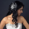 Rhodium Clear Rhinestone Flower & Vine Couture Bridal Wedding Hair Comb 4658