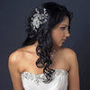 Rhodium Clear Rhinestone Flower & Vine Couture Bridal Wedding Hair Comb 4658
