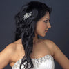 Rhodium Clear Rhinestone & Ivory Pearl Petite Flower Bridal Wedding Hair Comb 63
