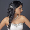 Antique Silver Freshwater Pearl, Swarovski Crystal & Rhinestone Flower and Leaf Bridal Wedding Hair Comb 757