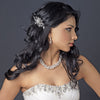 Silver Freshwater Pearl, Swarovski Crystal & Rhinestone Leaf Bridal Wedding Jewelry Set 9350
