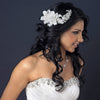Silver Ivory Pearl, Rhinestone & Bugle Bead Accent Bridal Wedding Hair Comb 9647