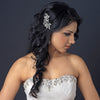 Antique Silver Diamond White Pearl & Rhinestone Floral Vine Bridal Wedding Hair Comb 9876