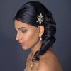 Light Gold Clear Rhinestone Twin Flower Bridal Wedding Hair Comb 9985