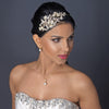 Lt Gold Champagne Rhinestone & Ivory Pearl Floral Bridal Wedding Side Headband 1534