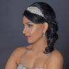 Silver Clear Beaded Crystal & Rhinestone Side Accented Fabric Headpiece 9036