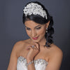 Exquisite Ivory Russian Tulle Cap Bridal Wedding Headband of Pearls & Rhinestones 9603