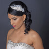 Exquisite Side Accented Rhinestone, Pearl & Ivory Tulle Bridal Wedding Headband 9609
