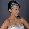 Silver Diamond White Pearl, Rhinestone & Bugle Bead Side Accented Bridal Wedding Headband Headpiece 9622