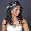 Great Gatsby Inspired Light Rhodium Headpiece HP 9996 with Pearls & White or Ivory Ribbon