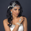 Great Gatsby Inspired Light Rhodium Headpiece HP 9996 with Pearls & White or Ivory Ribbon