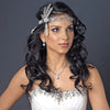 Great Gatsby Inspired Light Rhodium Headpiece HP 9996 with Pearls & White or Ivory Ribbon