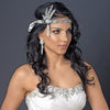Great Gatsby Inspired Light Rhodium Headpiece HP 9996 with Pearls & White or Ivory Ribbon