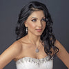 Rhodium Clear Rhinestones & Ivory Pearl Bridal Wedding Jewelry Set