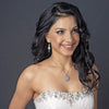 Rhodium Clear Rhinestones & Ivory Pearl Bridal Wedding Jewelry Set