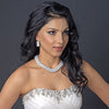 Rhodium White Pearl & CZ Bridal Wedding Jewelry Set 1314