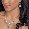 Plus Size 23" long Rhodium Clear Round CZ & Rhinestone Bridal Wedding Jewelry Set 9448