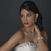 Rhodium Floral Bridal Wedding Jewelry Set with Rhinestones Opal Crystals