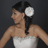 Fabric Bridal Wedding Hair Flower Freshwater Pearl & Rhinestone Gold Bridal Wedding Hair Clip 12