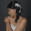 Silver Freshwater Pearl & Rhinestone Floral Vine Side Bridal Wedding Hair Comb
