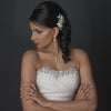 Light Gold Ivory Pearl & Rhinestone Flower Bridal Wedding Hair Comb 9876