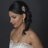Light Gold Clear Rhinestone Twin Flower Bridal Wedding Hair Comb 9985