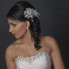 Silver Floral Bridal Wedding Hair Comb with AB & Clear Rhinestones