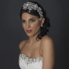 Rhodium Clear Rhinestone Floral Rose Side Accented Bridal Wedding Hair Comb 6449