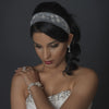 Rhodium CZ Crystal & Diamond White Pearl Drop Bridal Wedding Earrings 76017