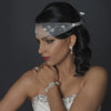 Rhodium CZ Crystal & Diamond White Pearl Drop Bridal Wedding Earrings 76017