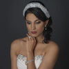 Rhodium CZ Crystal & Diamond White Pearl Drop Bridal Wedding Earrings 76017