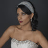 Rhodium CZ Crystal & Diamond White Pearl Drop Bridal Wedding Earrings 76017