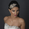 Light Silver Rhinestone & Ivory Pearl Floral Bridal Wedding Side Headband 1534