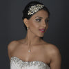 Light Silver Rhinestone & Ivory Pearl Floral Bridal Wedding Side Headband 1534