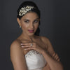 Light Silver Rhinestone & Ivory Pearl Floral Bridal Wedding Side Headband 1534