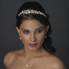 Light Gold Ivory Pearl & Rhinestone Floral Bridal Wedding Headband 1539