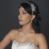 Rhodium Clear Rhinestone Side Accented Dangle Bridal Wedding Hair Vine Bridal Wedding Headband