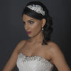 Exquisite Side Accented Rhinestone, Pearl & Ivory Tulle Bridal Wedding Headband 9609