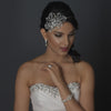 Silver Diamond White Pearl, Rhinestone & Bugle Bead Side Accented Bridal Wedding Headband Headpiece 9622