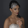 Silver Diamond White Pearl, Rhinestone & Bugle Bead Side Accented Bridal Wedding Headband Headpiece 9622