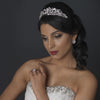 Silver Clear Swarovski Crystal Bead & Rhinestone Floral Swirl Bridal Wedding Tiara Headpiece 9712