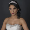 Silver Clear Swarovski Crystal Bead & Rhinestone Floral Swirl Bridal Wedding Tiara Headpiece 9712